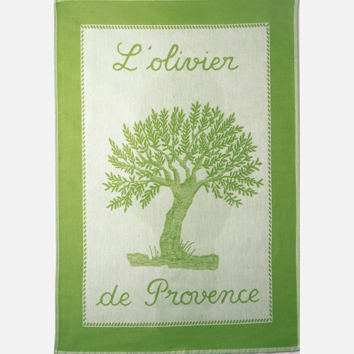Torchon imprimé coton L'OLIVIER DE PROVENCE vert, COUCKE