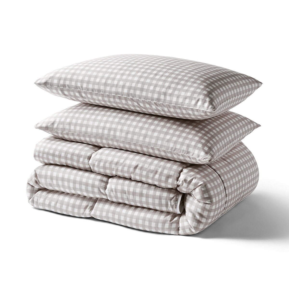 10.5 Tog Gingham Coverless Duvet and Pillowcase Set taupe, NIGHT LARK