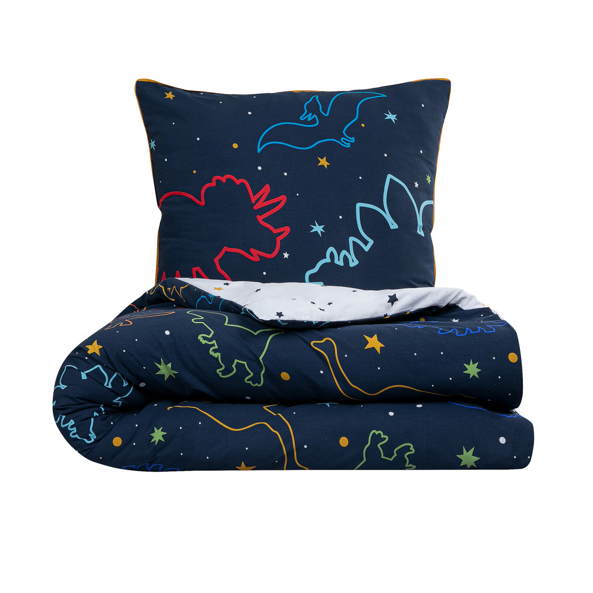 Parure de lit enfant dinosaure réversible DIPLO bleu, FUTURE HOME