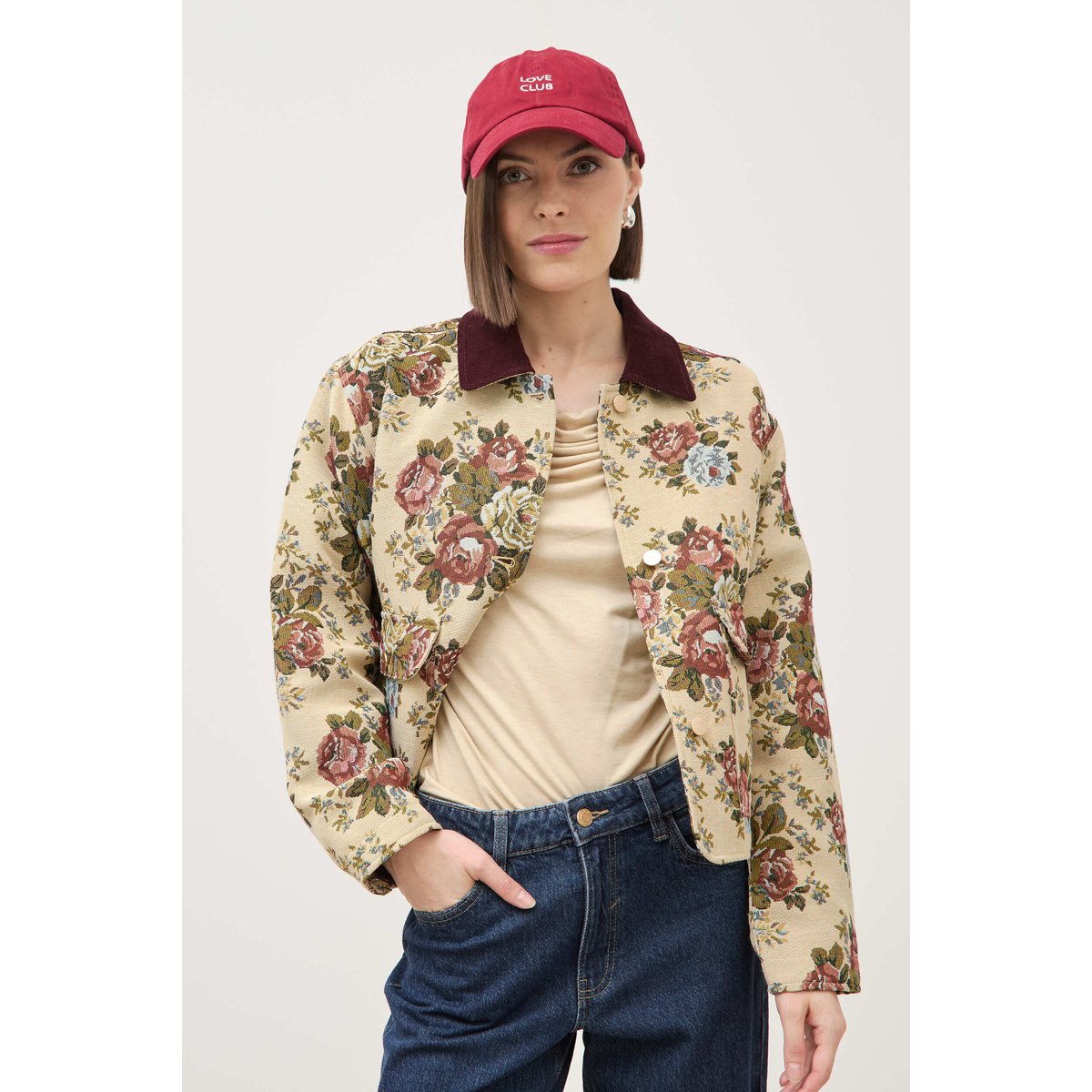 Veste manches longues doublée beige, BONOBO