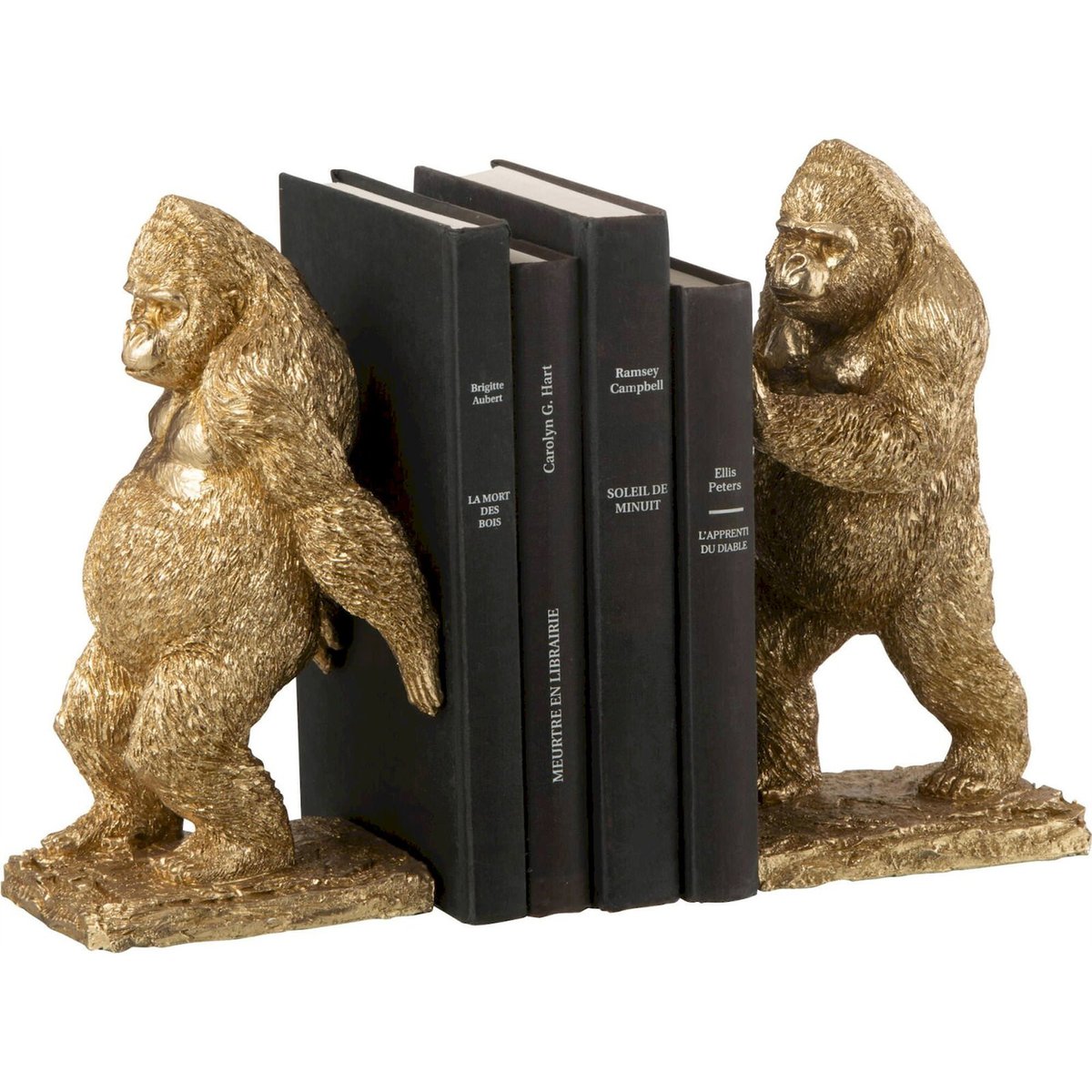 Serre-livres gorille en résine, Lot de 2 doré, RECOLLECTION