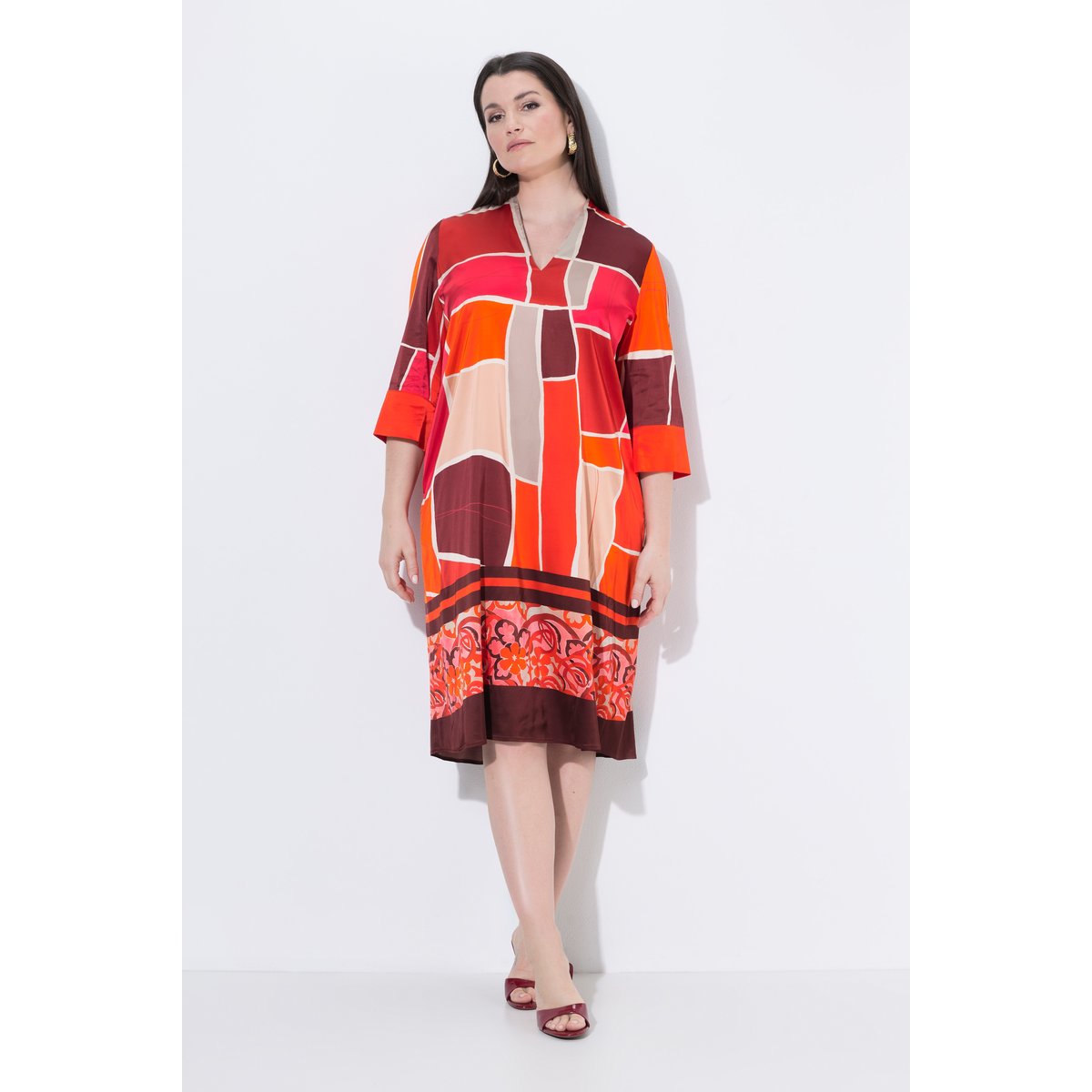 Robe midi coupe évasée rose vif fuchsia, ULLA POPKEN