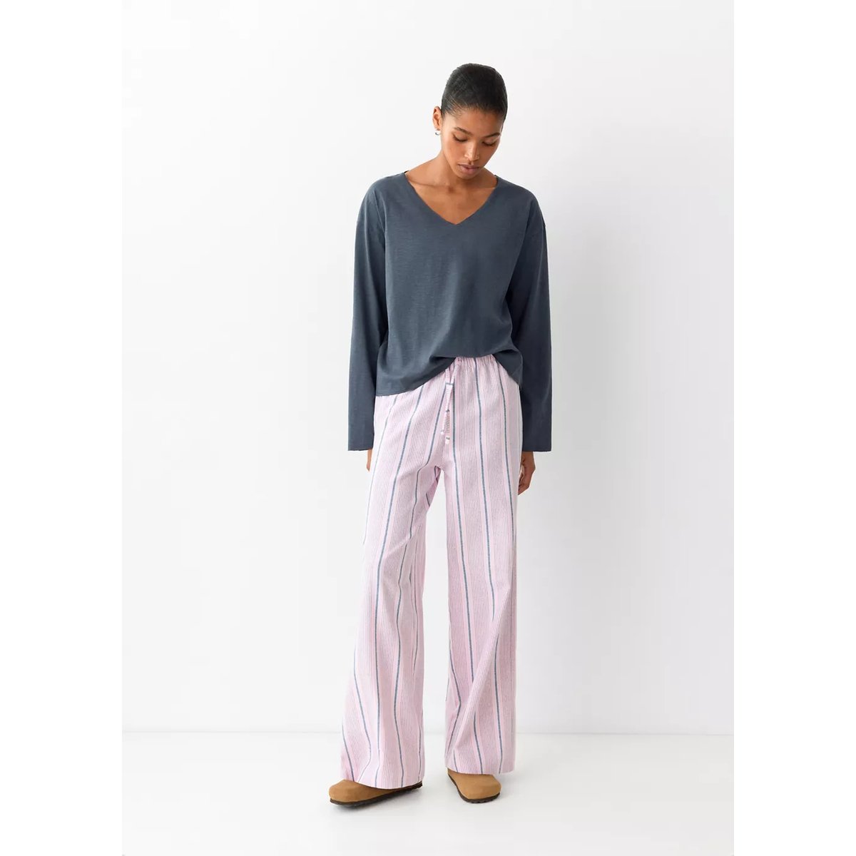 Pyjama complet coton rayures rose, MANGO TEEN