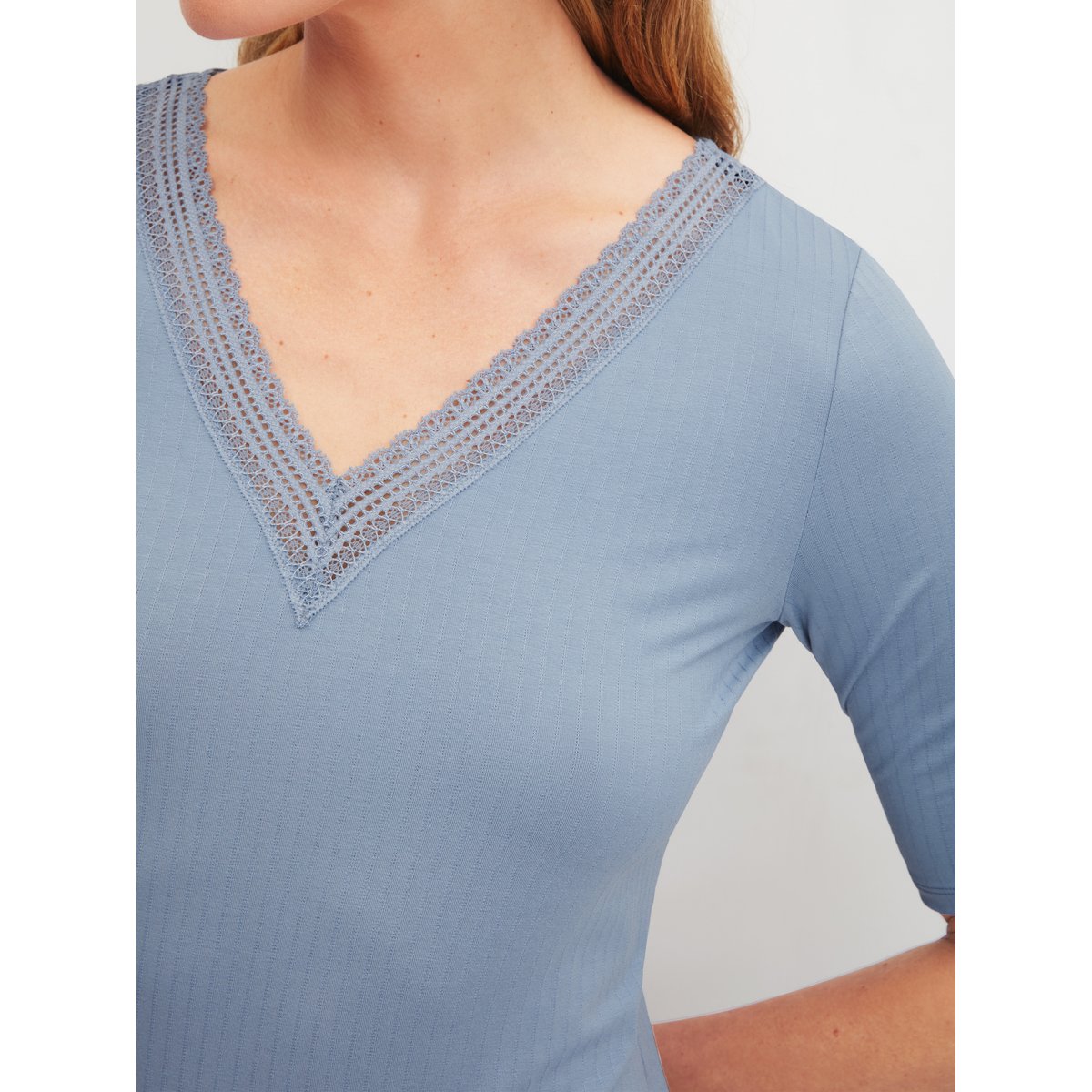 T-shirt à manches courtes manches courtes Modal ETUDE AJOURS aura blue, CALIDA