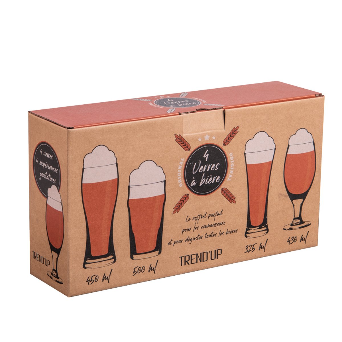 Coffret de 4 gobelets haut à bière transparent / cristal, TREND'UP