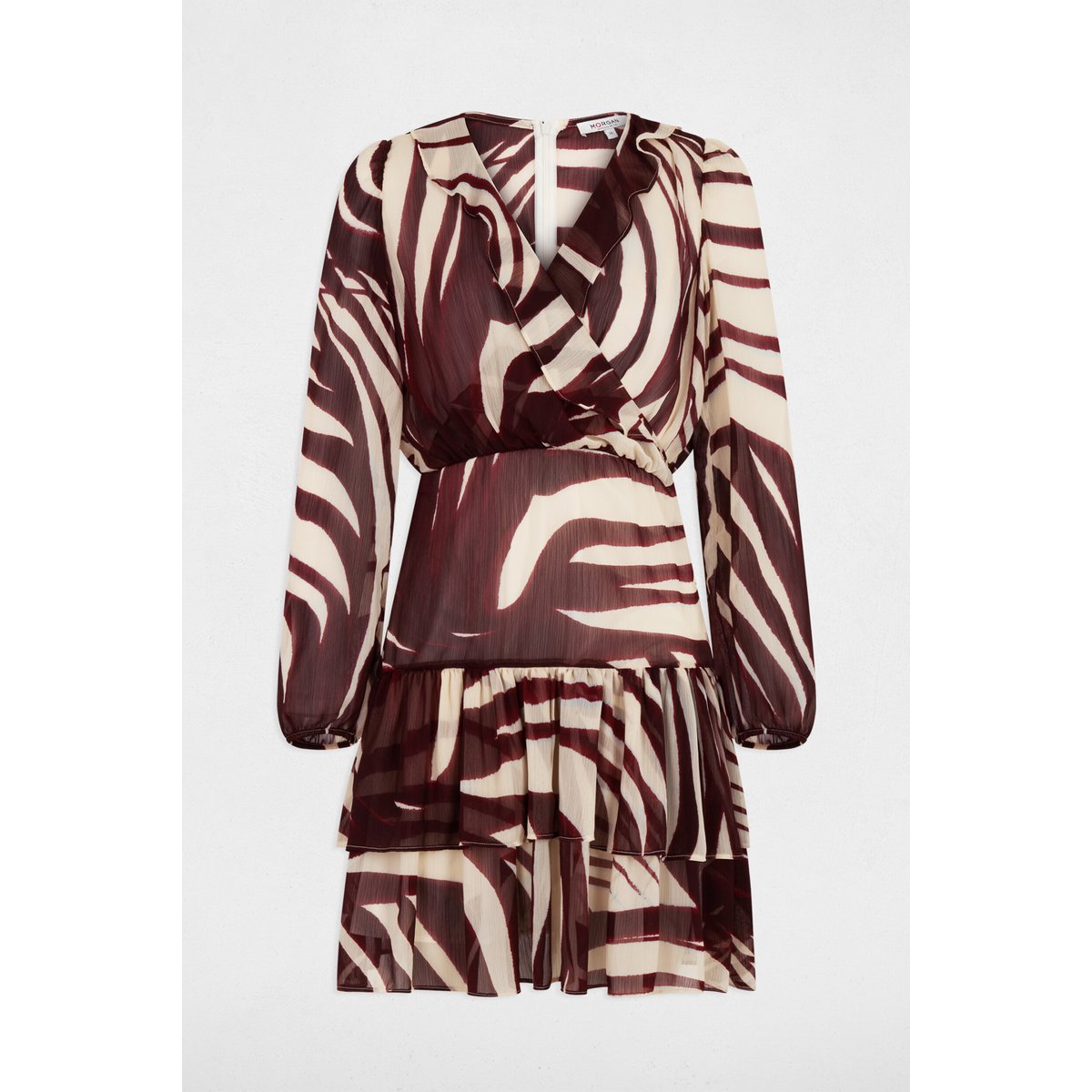 Robe courte col v multicolore, MORGAN