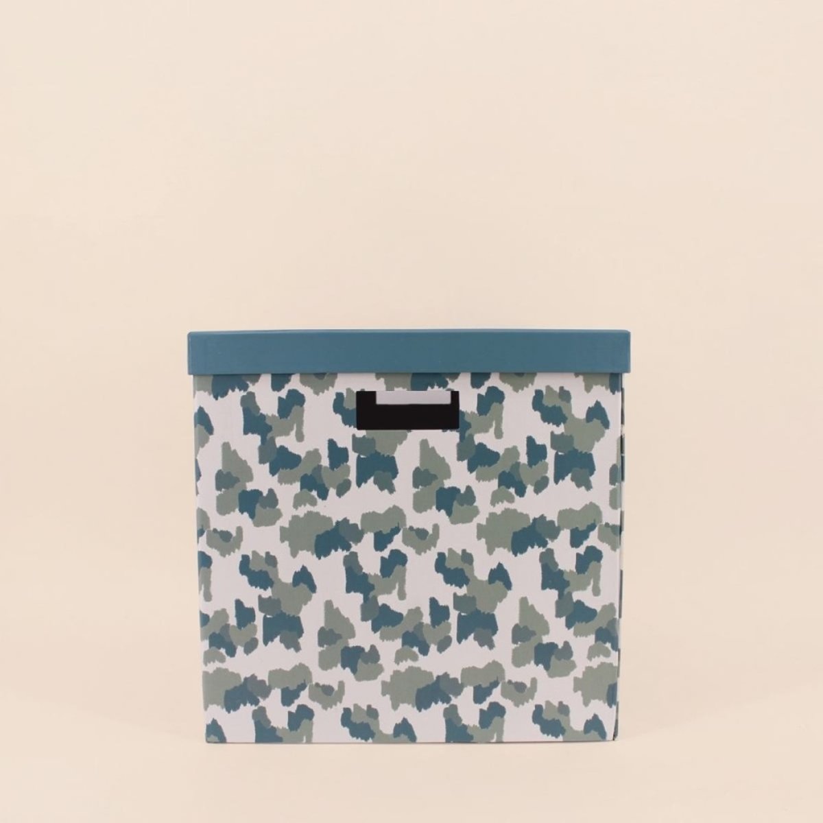 Boite avec couvercle en carton recyclé imprimé 31x31x31cm beige, ORNAMI