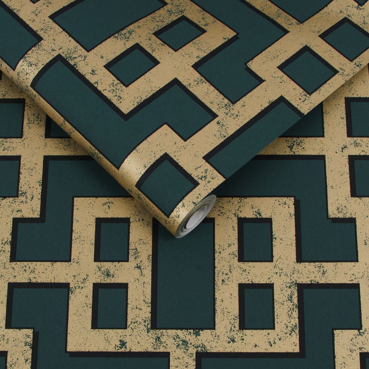 Papier peint Rendo Green & Copper vert, GRAHAM ET BROWN