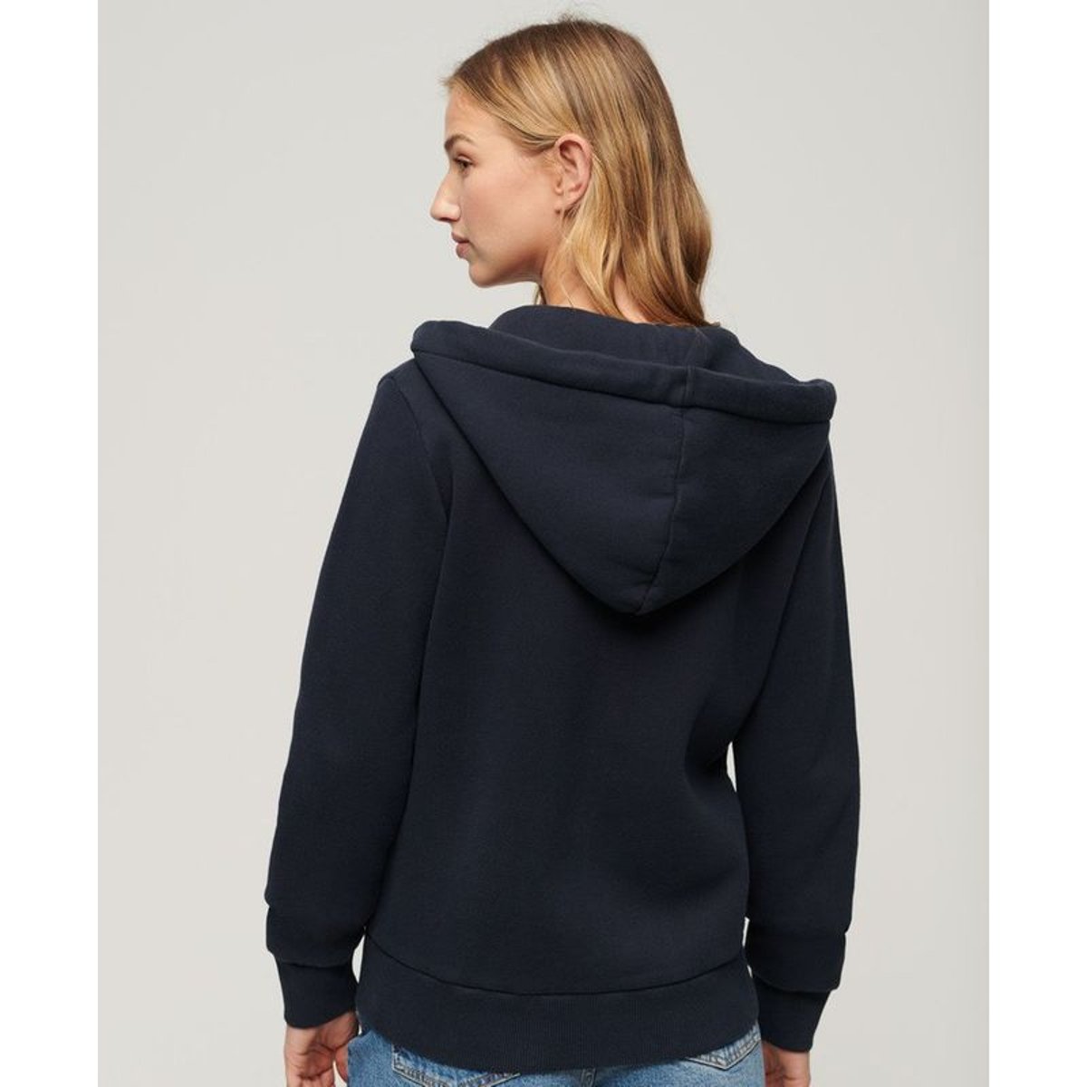 Sweat à capuche zippé à motif fluo bleu marine éclipse, SUPERDRY
