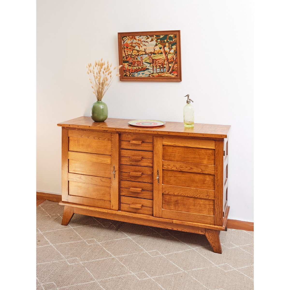 Buffet en bois massif Gilbert N°1457 - Bon état bois clair, DEBONGOUT
