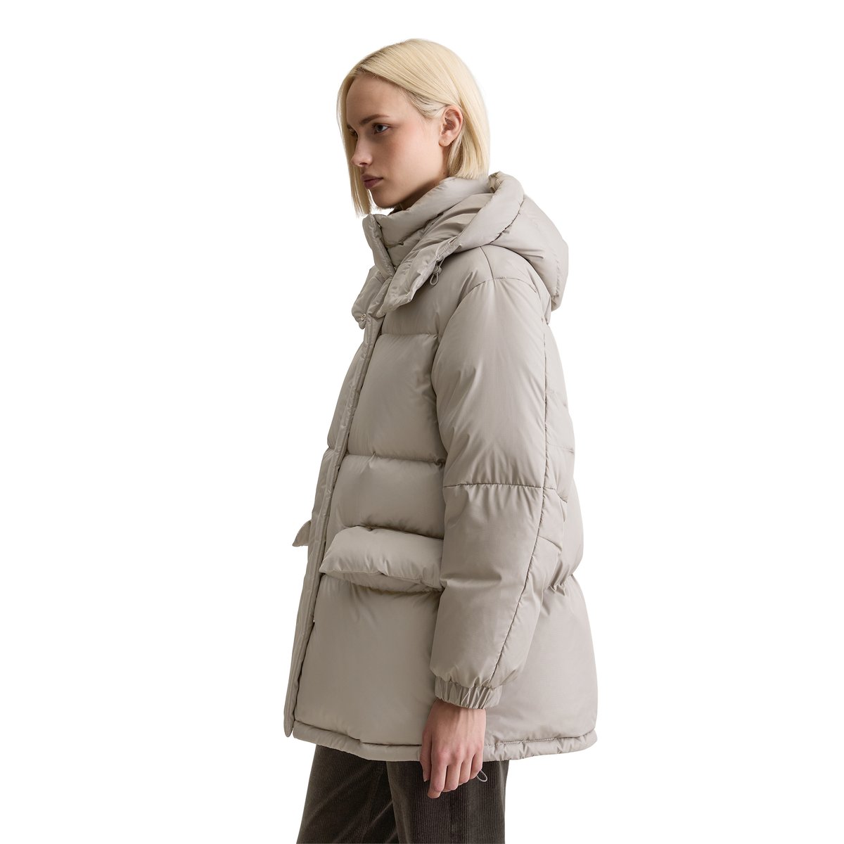 Veste bouffante en duvet oversize en polyester ripstop recyclé gris, MARC O’POLO DENIM