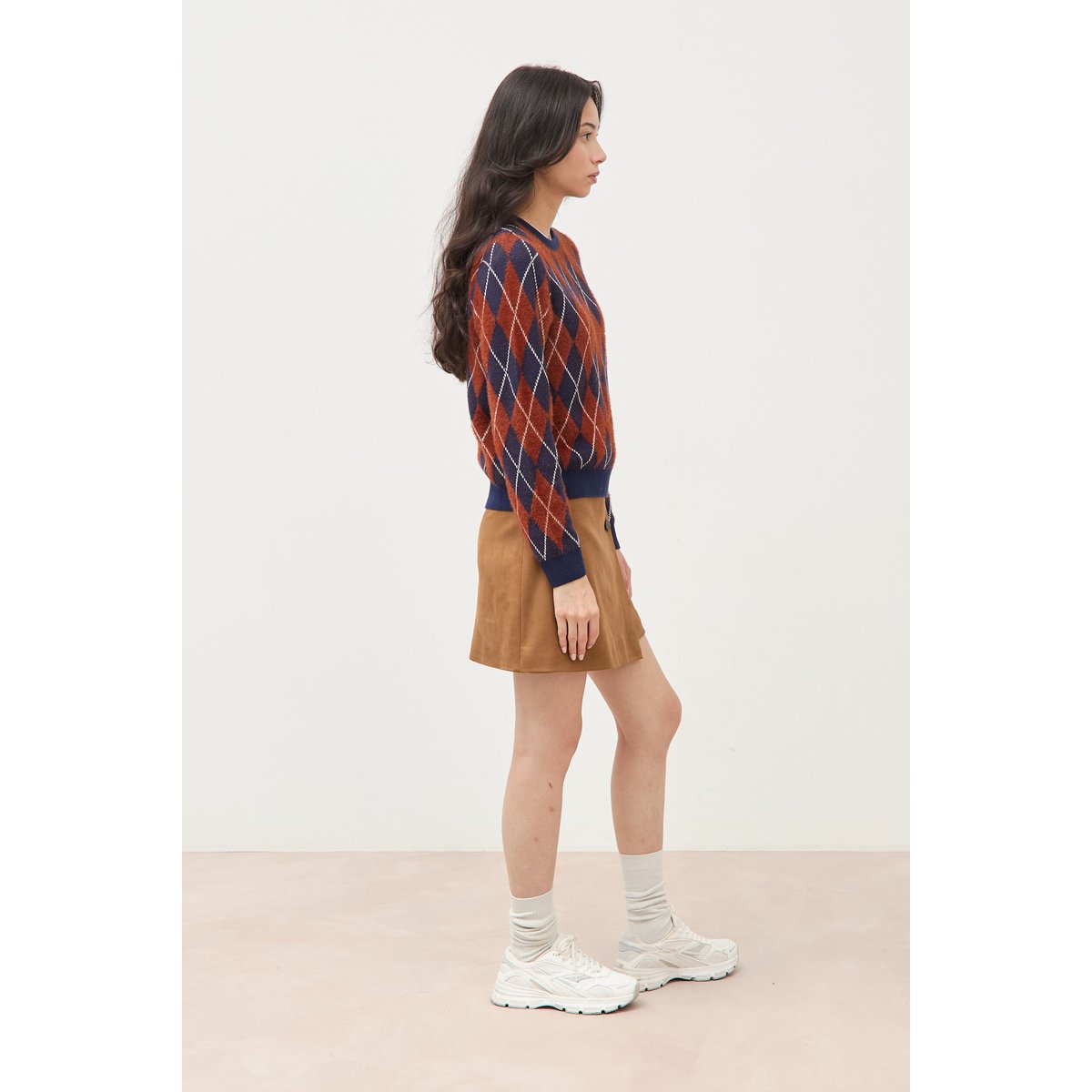 Pull droit manches longues col rond orange citrouille, BONOBO