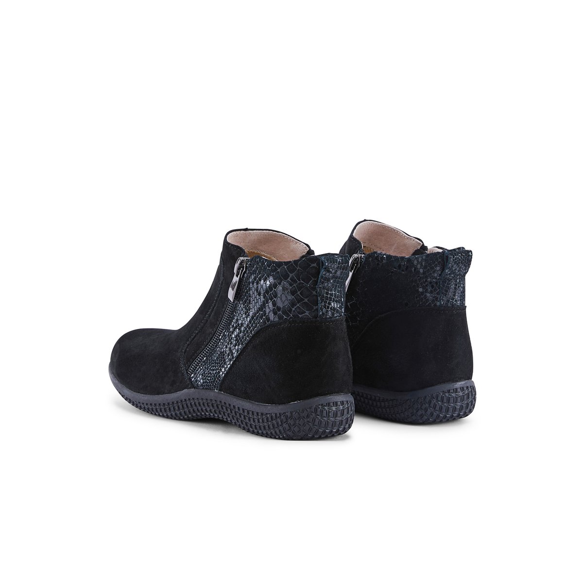 Bottines zippées cuir velours noir, PEDICONFORT