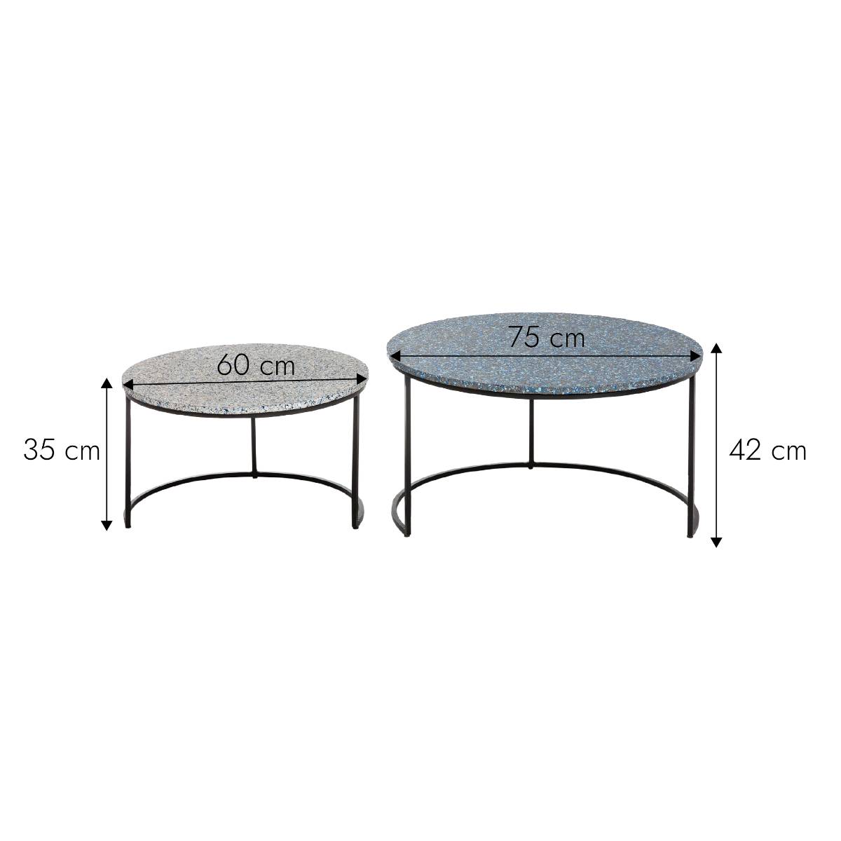Table basse gigogne en métal ARMAND gris, MADE IN MEUBLES