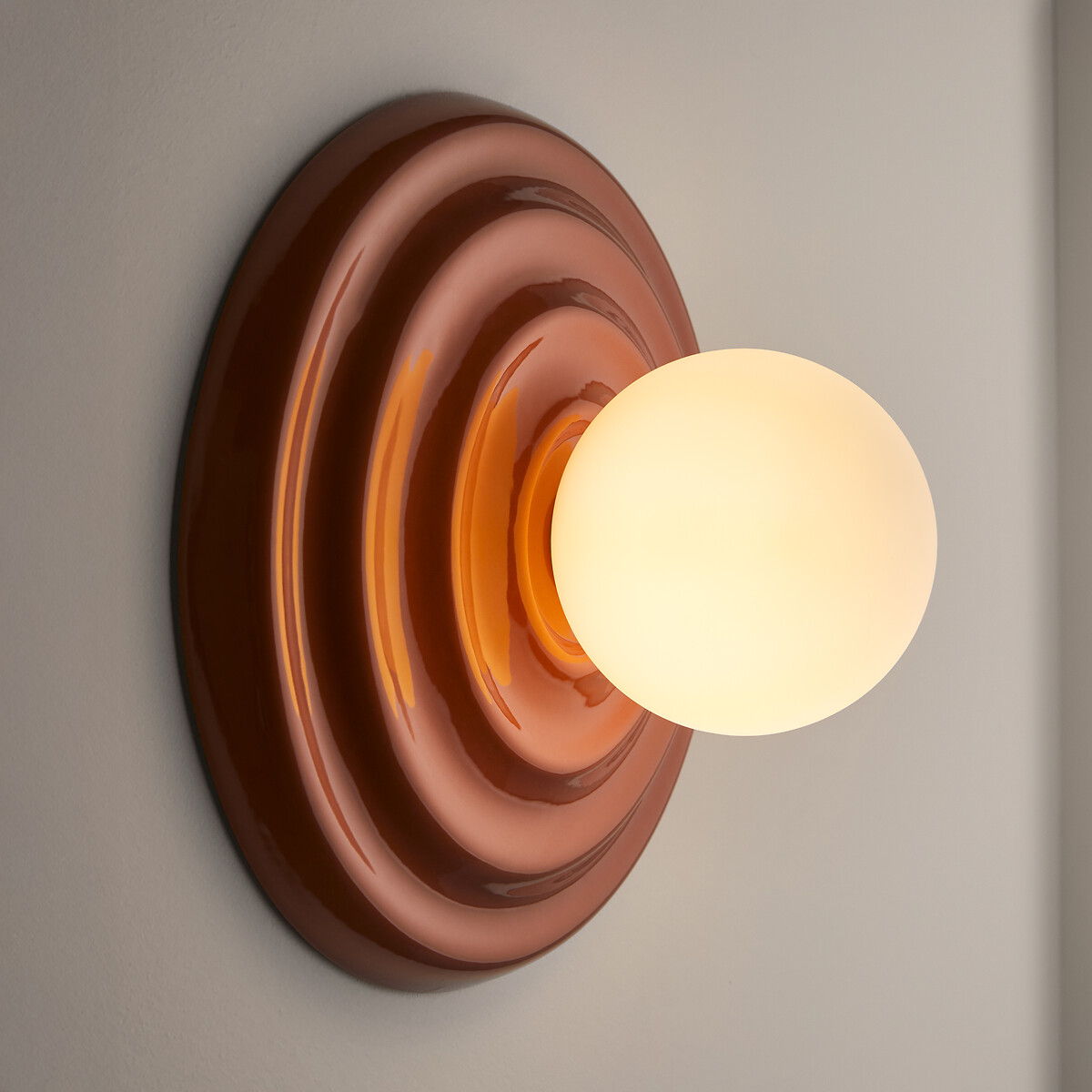 Holi Wall Or Ceiling Light in Ceramic and Opaline Glass, Diameter 24.5cm terracotta, LA REDOUTE INTERIEURS