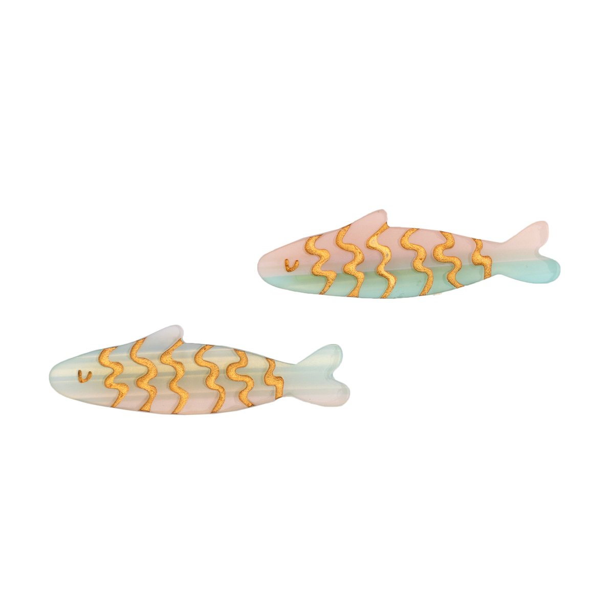 Set Barrettes Sardines doré aux reflets bleus et verts, COUCOU SUZETTE