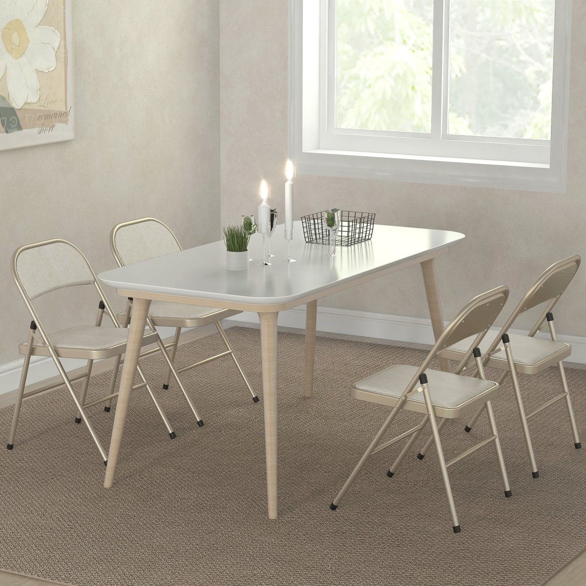Chaise pliante Polyester Beige beige, HOMCOM