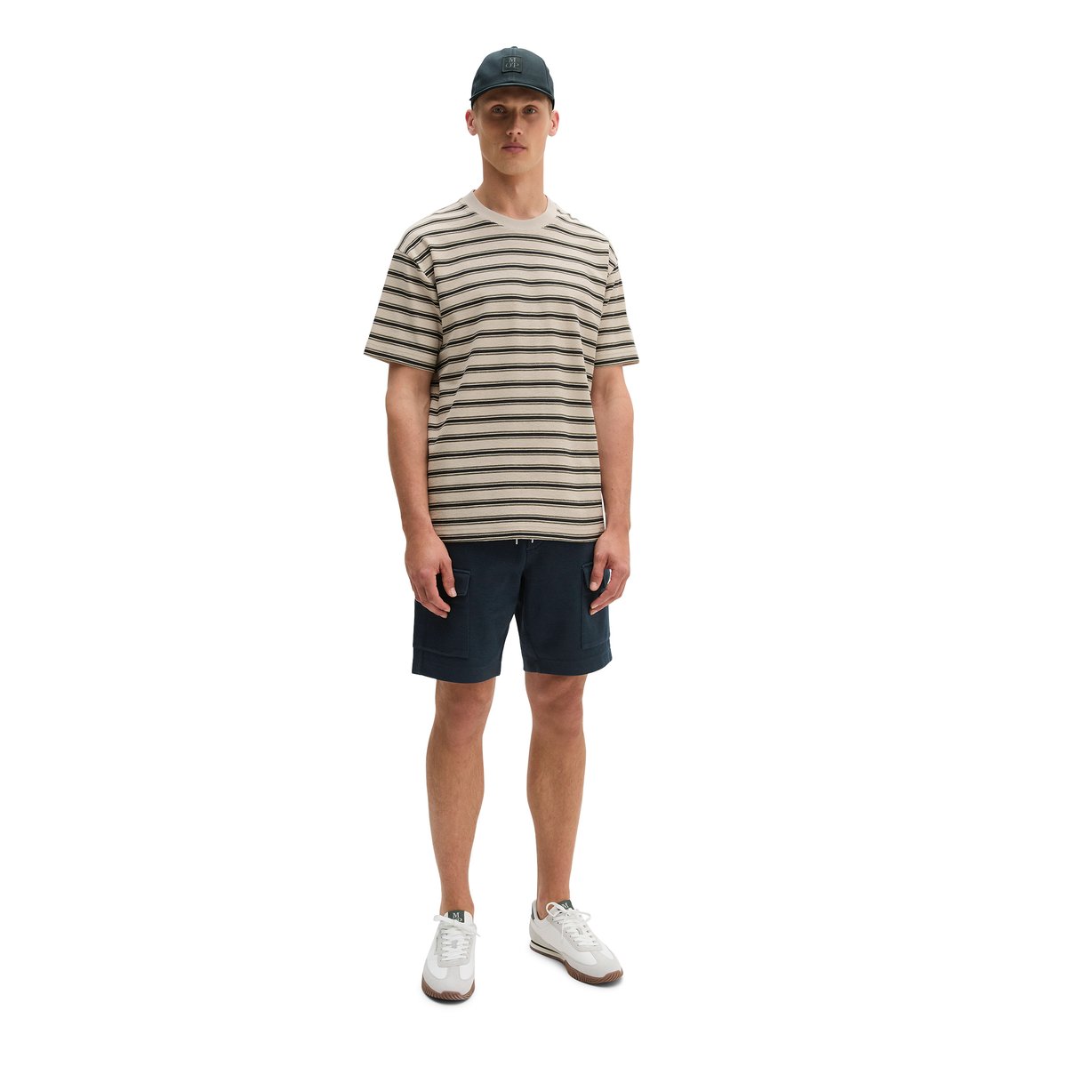 T-shirt relaxed en coton bio et en lin beige, MARC O'POLO