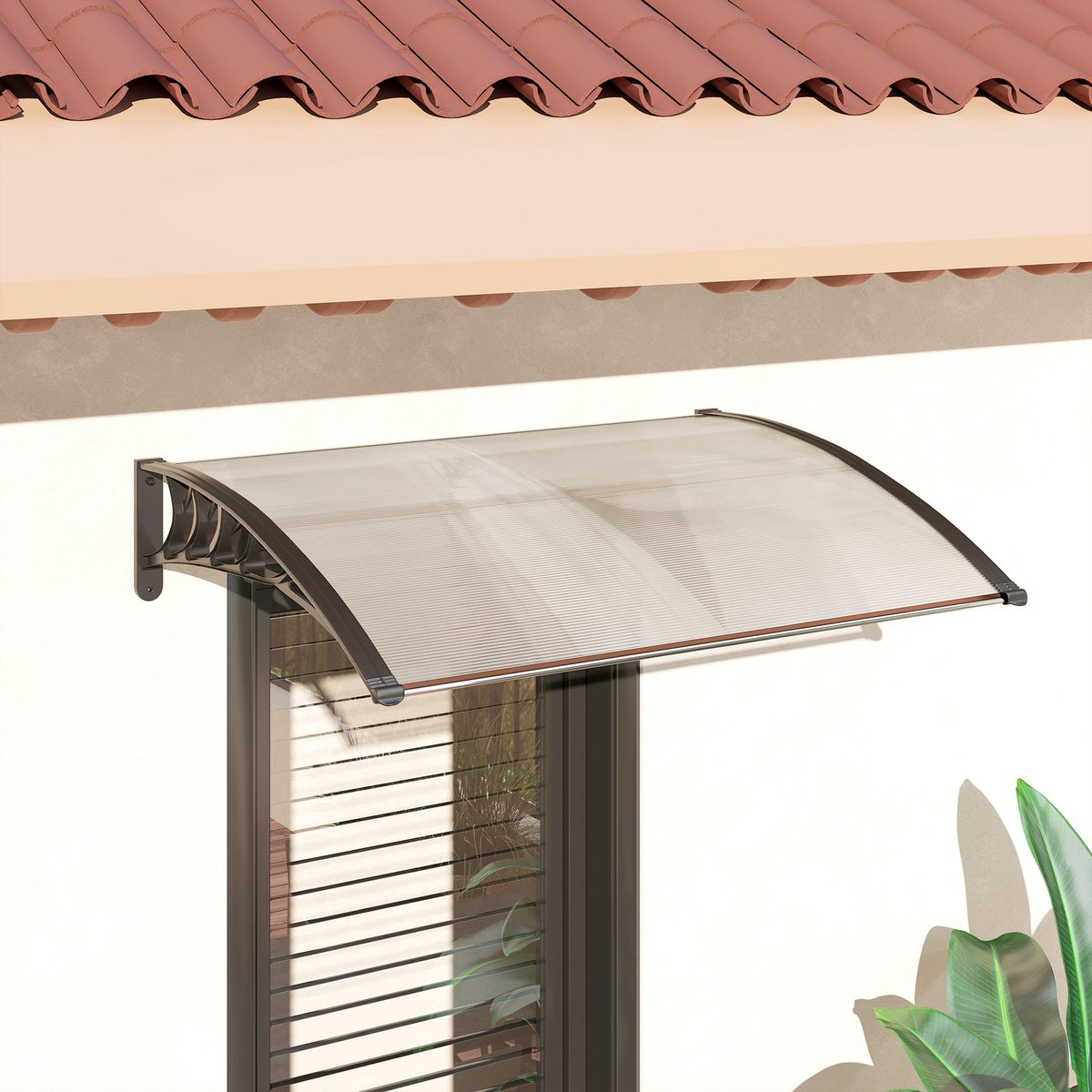 Auvent de porte Polycarbonate Transparent noir, OUTSUNNY