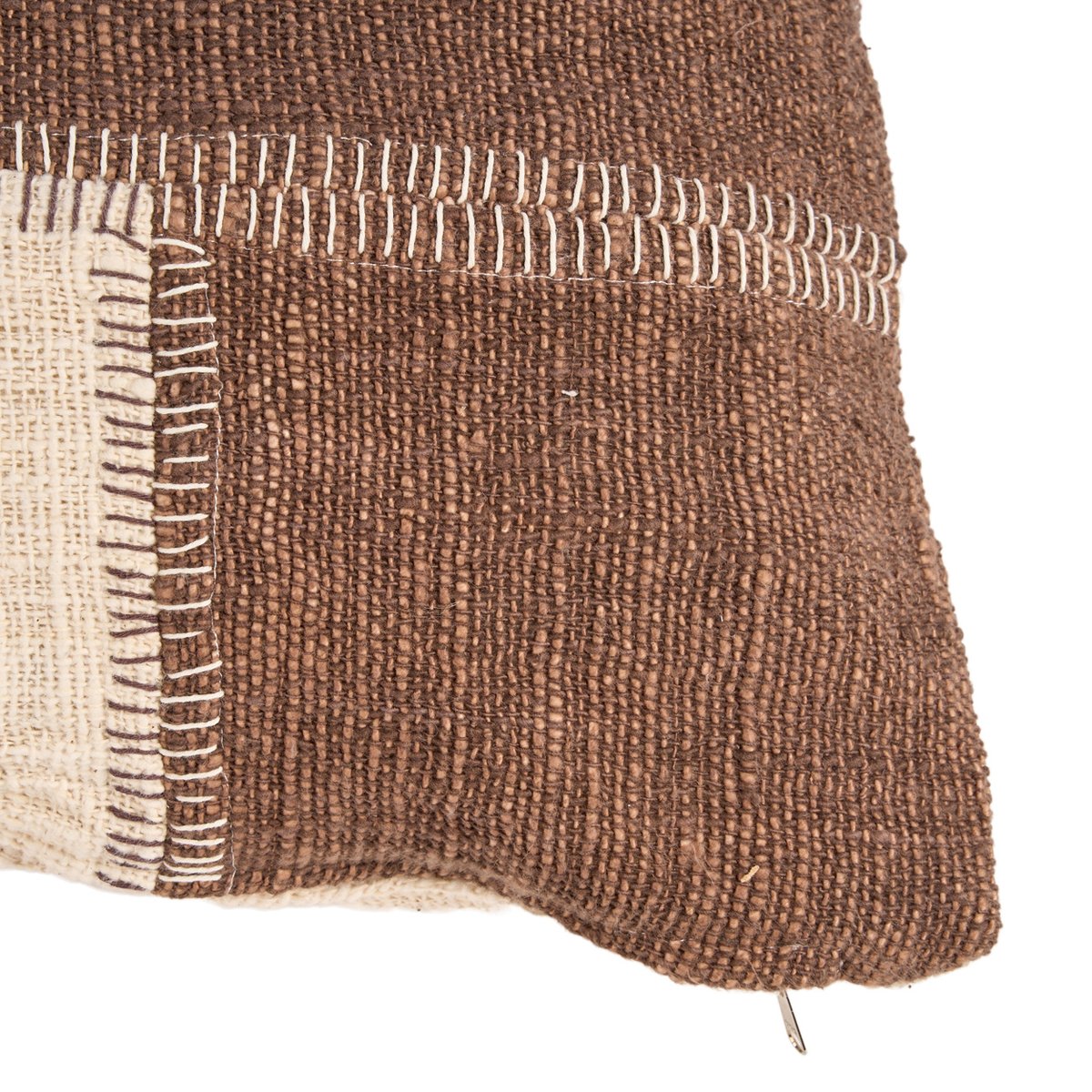 Housse de coussin en coton COCOA PATCHWORK brun naturel, BAZAR BIZAR