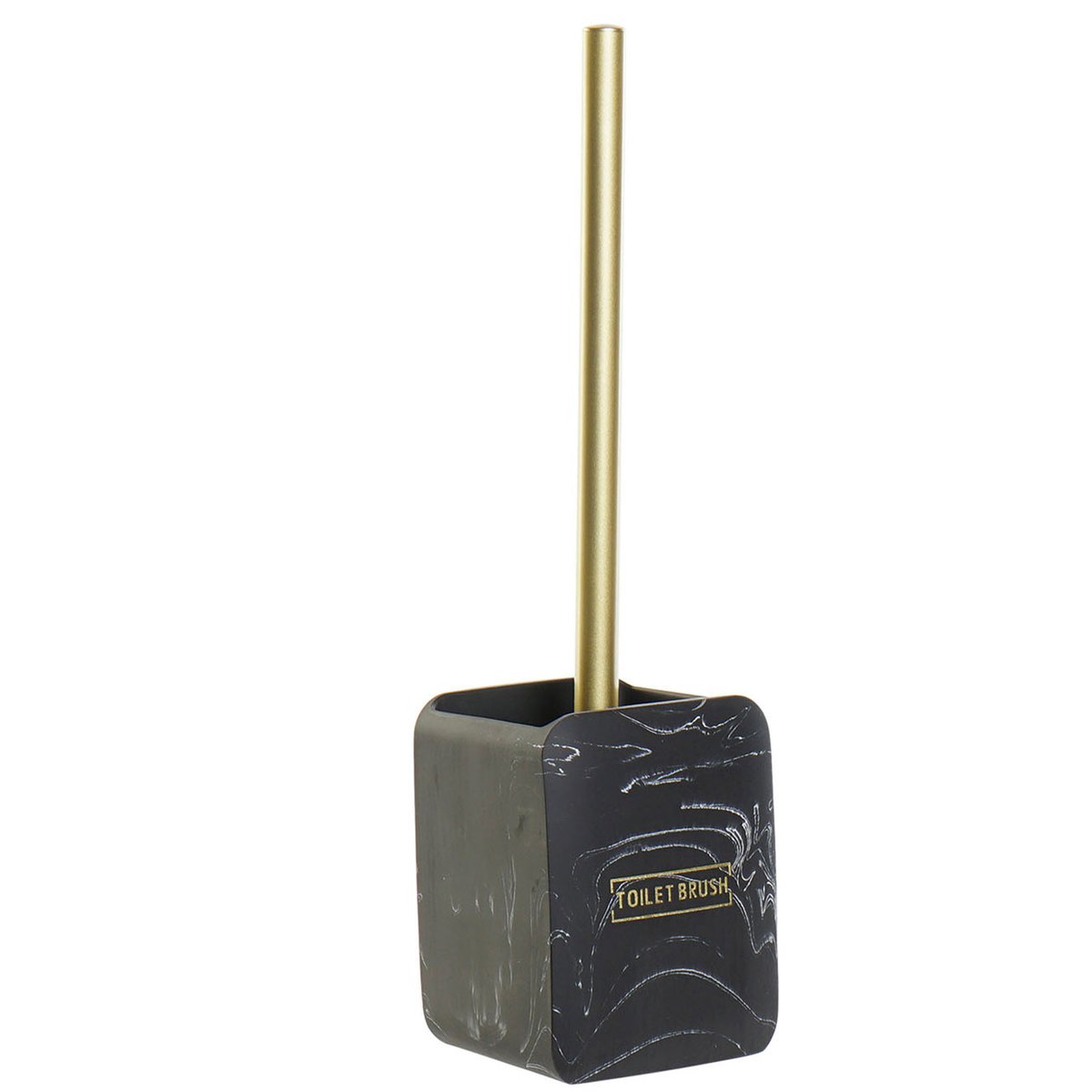 Brosse WC résine effet marbre noir 9.5x9.5x37cm noir, WADIGA