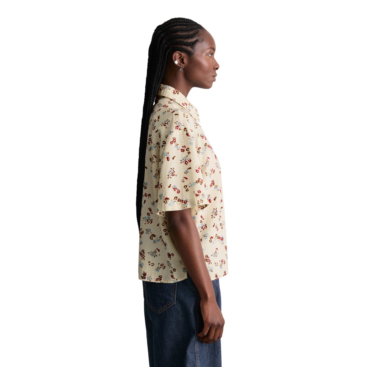 Blouse à manches courtes imprimée relaxed en mélange de coton LENZING™ ECOVERO™ blanc, MARC O’POLO DENIM
