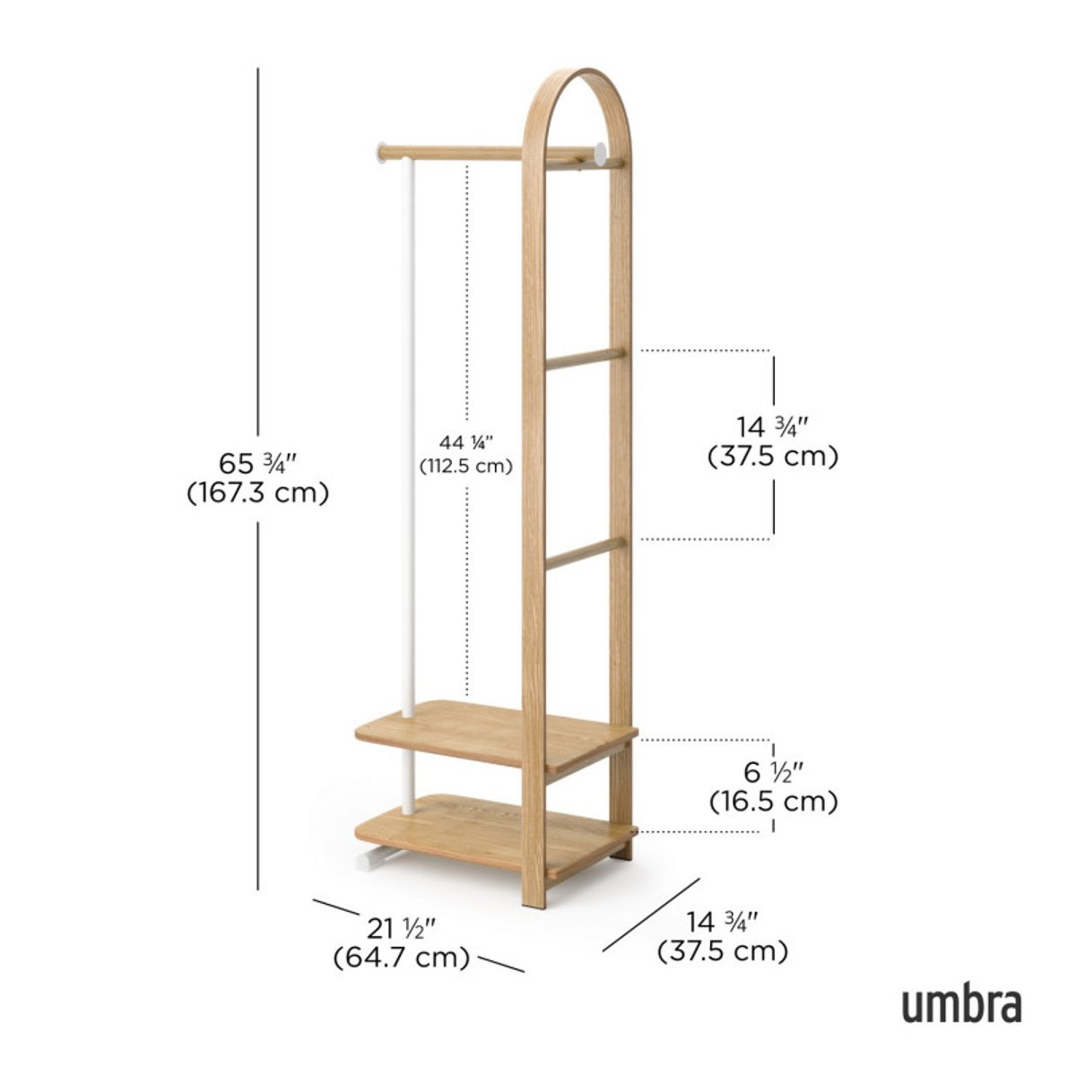 Portant vêtements meuble entrée  BELLWOOD bois clair, UMBRA