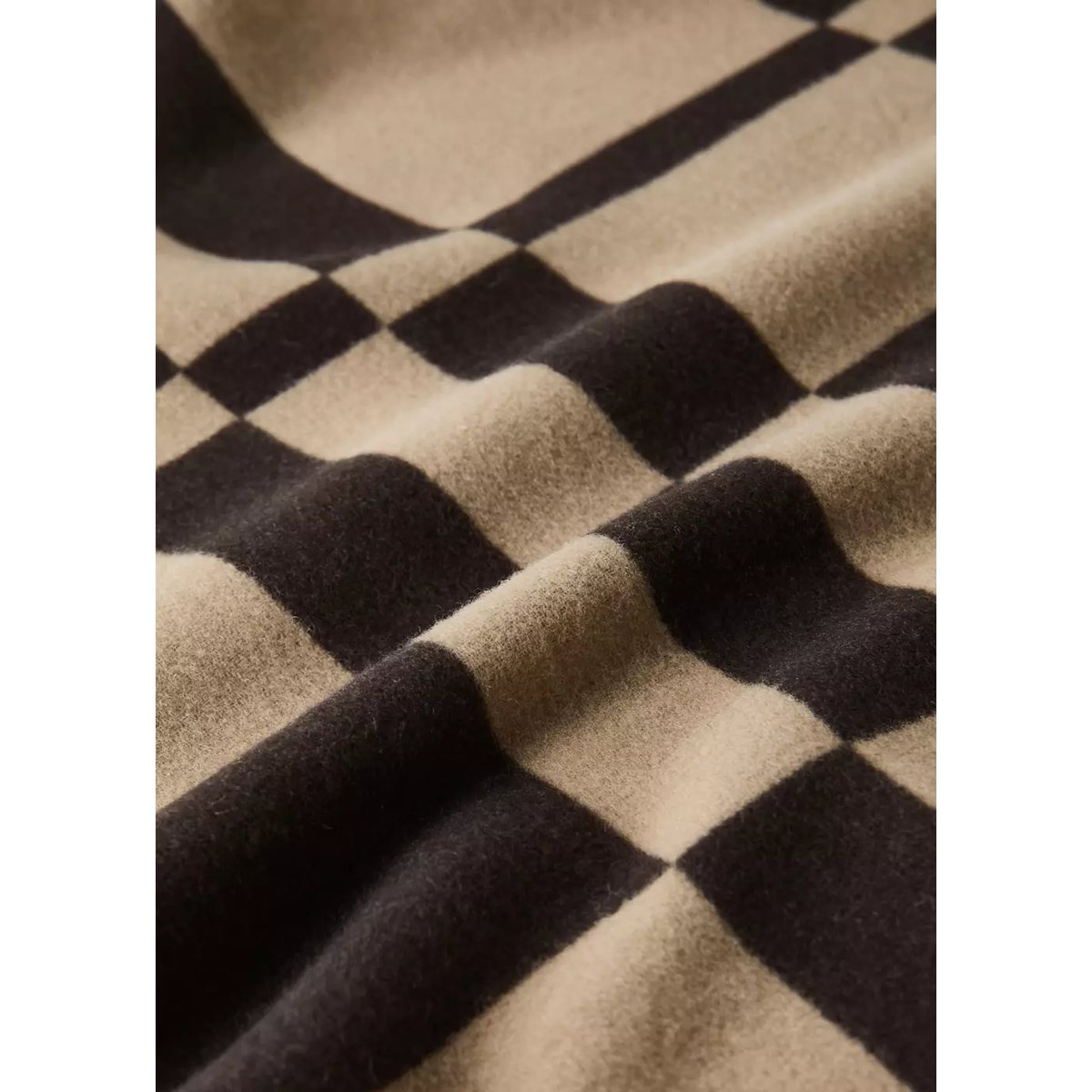 Couverture laine à carreaux marron, MANGO HOME