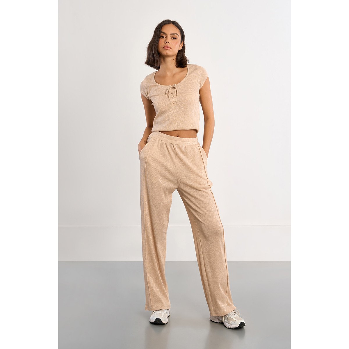 Pantalon jogger irisé beige, LILI SIDONIO