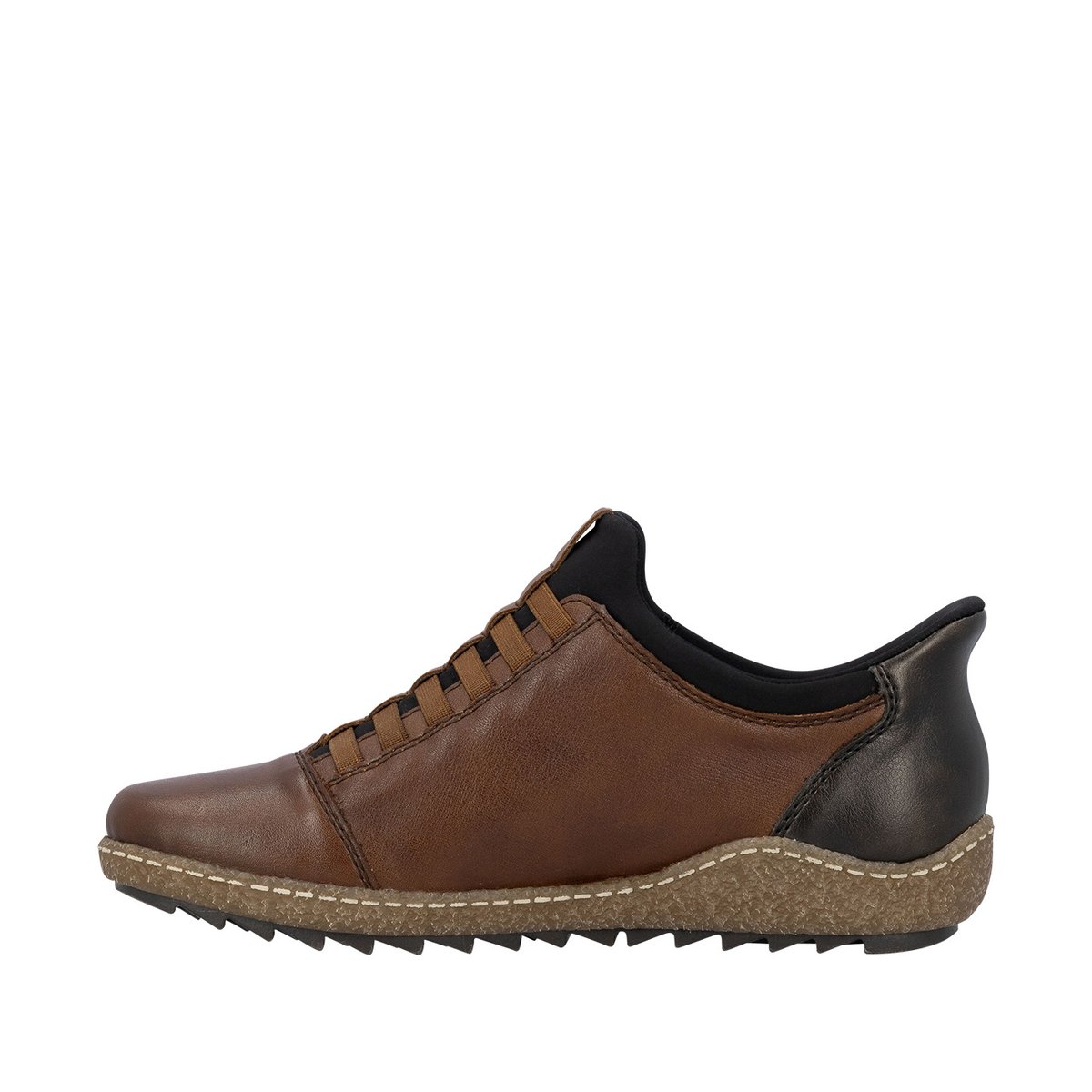 Sneakers en cuir cognac à talon plat pourvues d'une fermeture slip-on brun, RIEKER