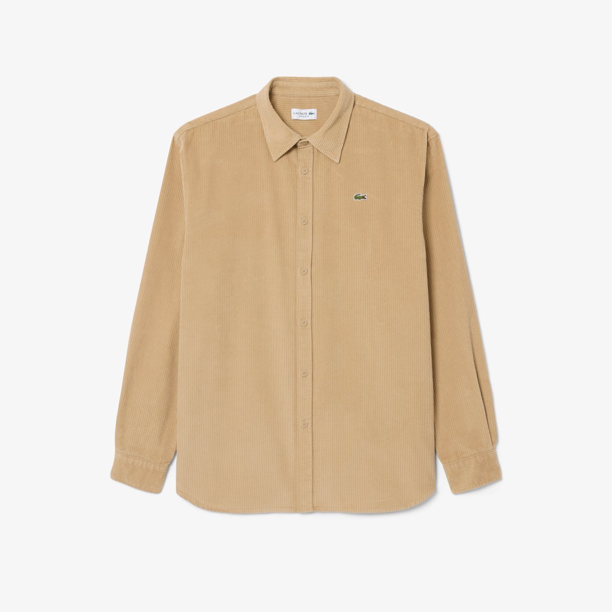 Chemise velours côtelé regular fit beige-02s, LACOSTE