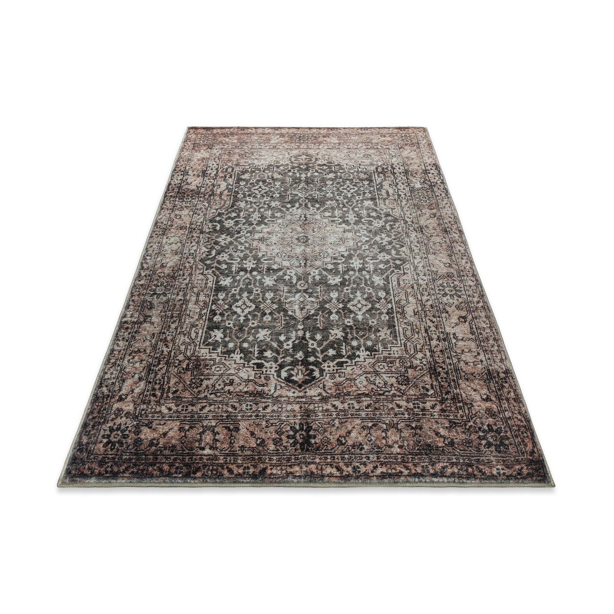 Tapis de bain WECONhome Ralph, design vintage oriental, dos TPE antidérapant, lavable 30 °C, OEKO-TEX® certifié (55 x 65 cm, beige gris) , Ralph beige gris, WECON HOME