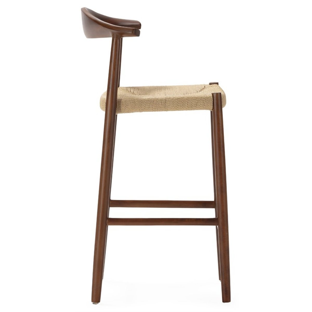 Tabouret haut en hêtre et corde de papier noyer, naturel, RECOLLECTION