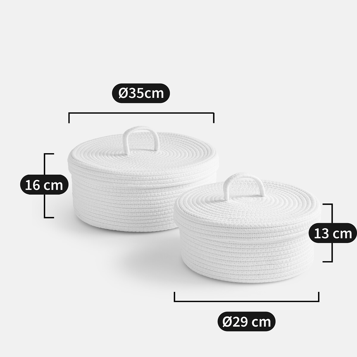 Lot de 2 paniers en coton avec couvercle, Kesia blanc écru, LA REDOUTE INTERIEURS
