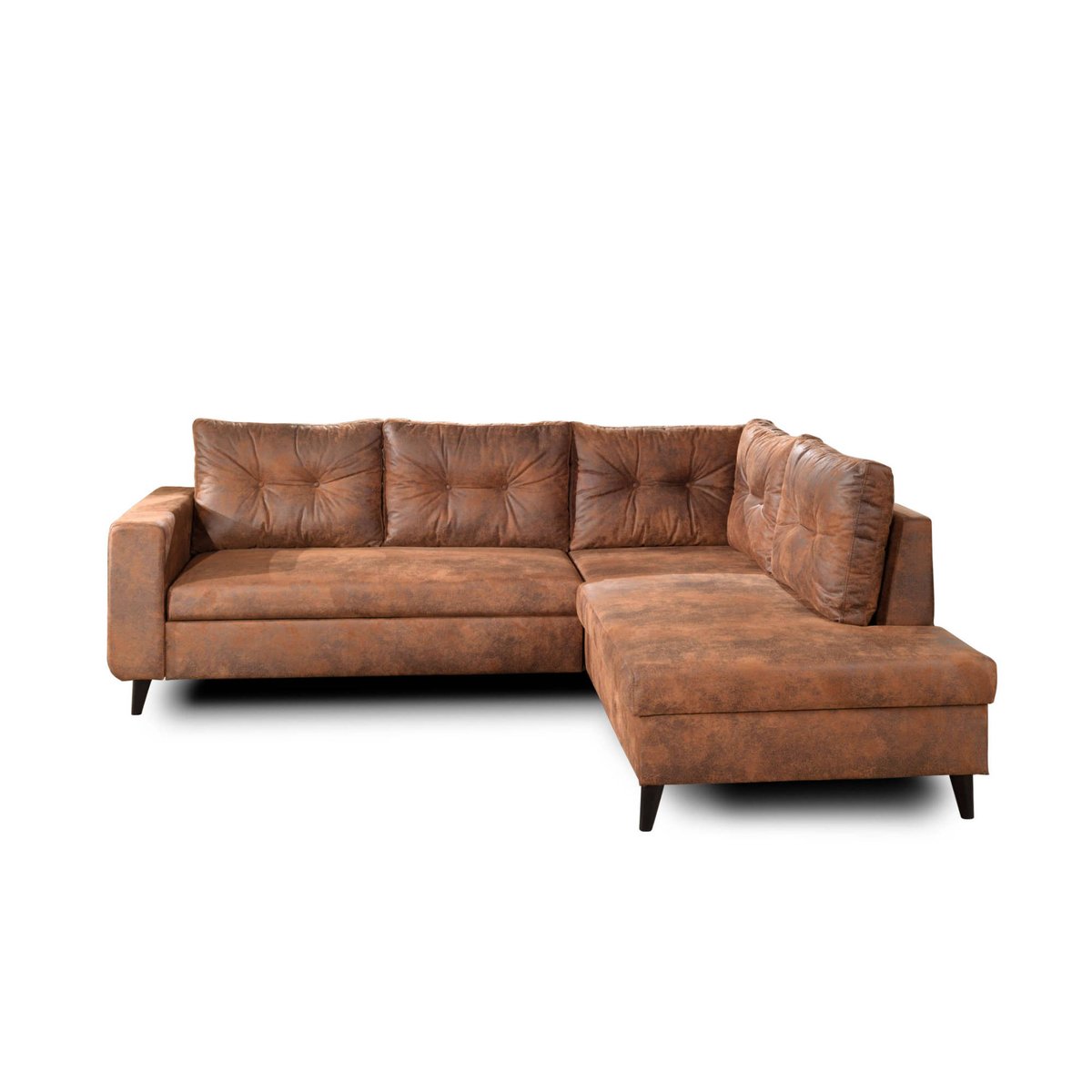 Canapé d'Angle droit 5 places - NORDIC marron, BEST MOBILIER