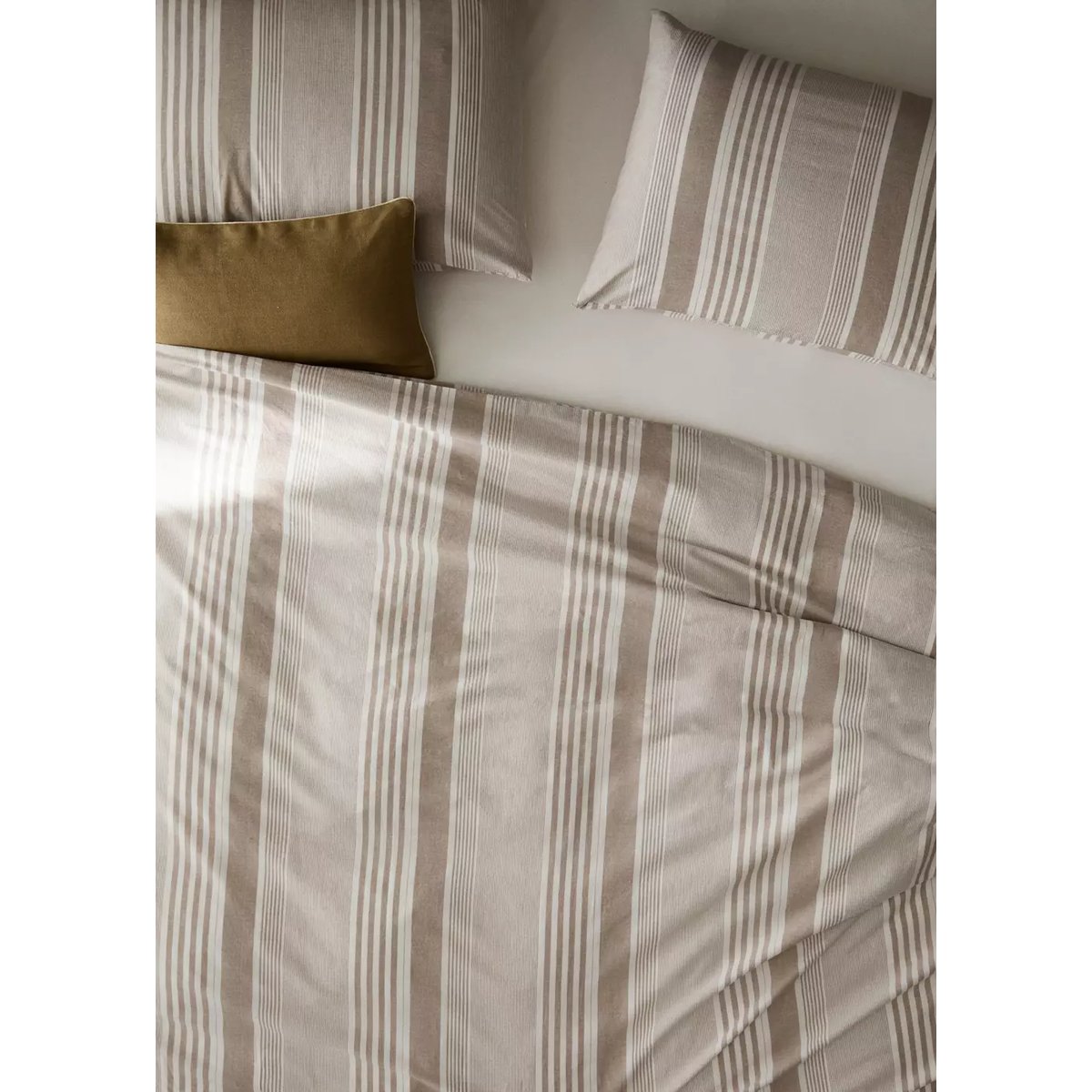 Housse de couette 100 % coton rayures Lit 150/160 cm tabac, MANGO HOME