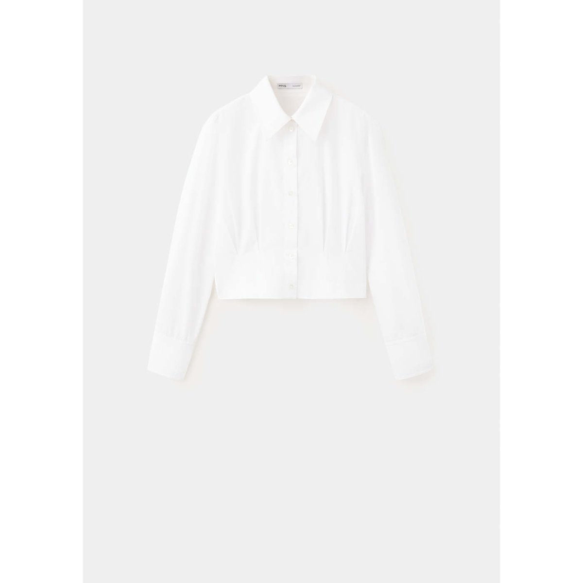 Chemise coton pinces blanc cassé, MANGO