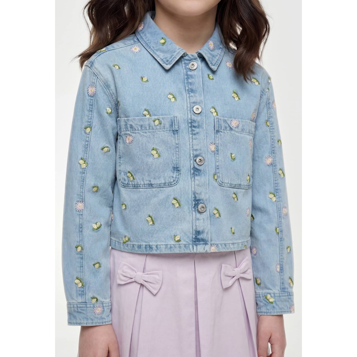 Veste En Denim Brodée bleu clair, GUESS KIDS