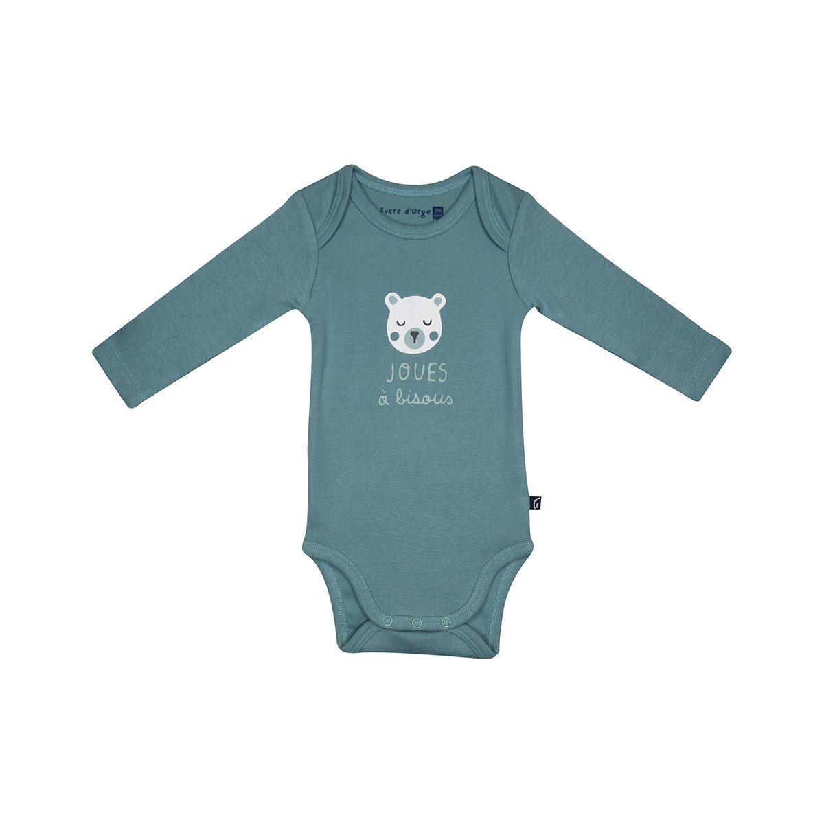 Lot de 3 bodies manoe manches longues bebe vert, SUCRE D'ORGE