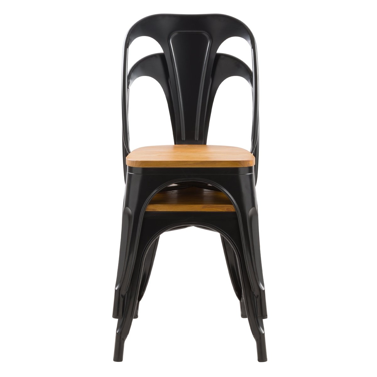Lot de 2 chaises en métal d'orme - YOANNA noir et bois clair, MAISON PAVANE
