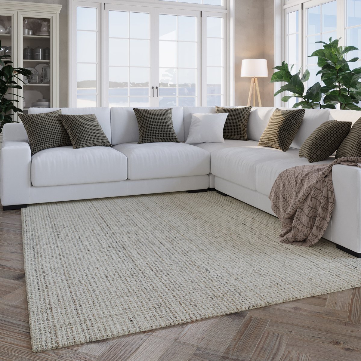 Tapis minimaliste à maille fine ,  Hamptons FOURTEEN greige chiné, WECON HOME