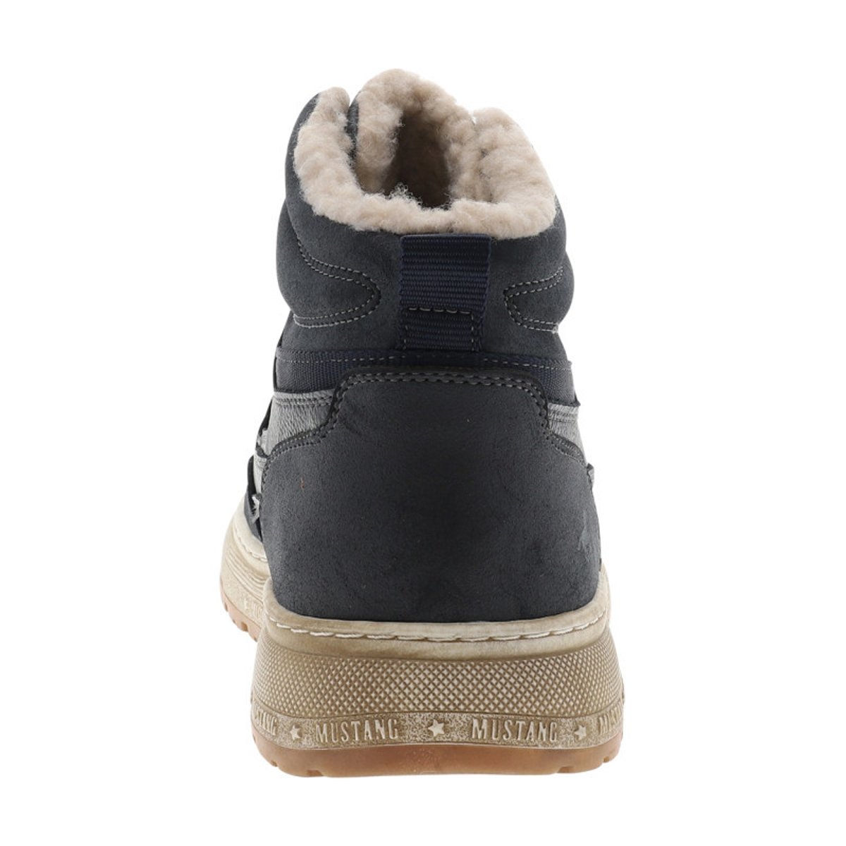 Sneakers bleu marine à empiècements superposés pourvus de lacets ronds bleu foncé, MUSTANG