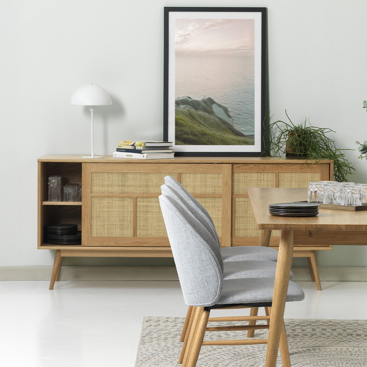 Buffet 180 cm 2 portes - Bois et rotin - CAPRI naturel, MAISON AUBERTIN