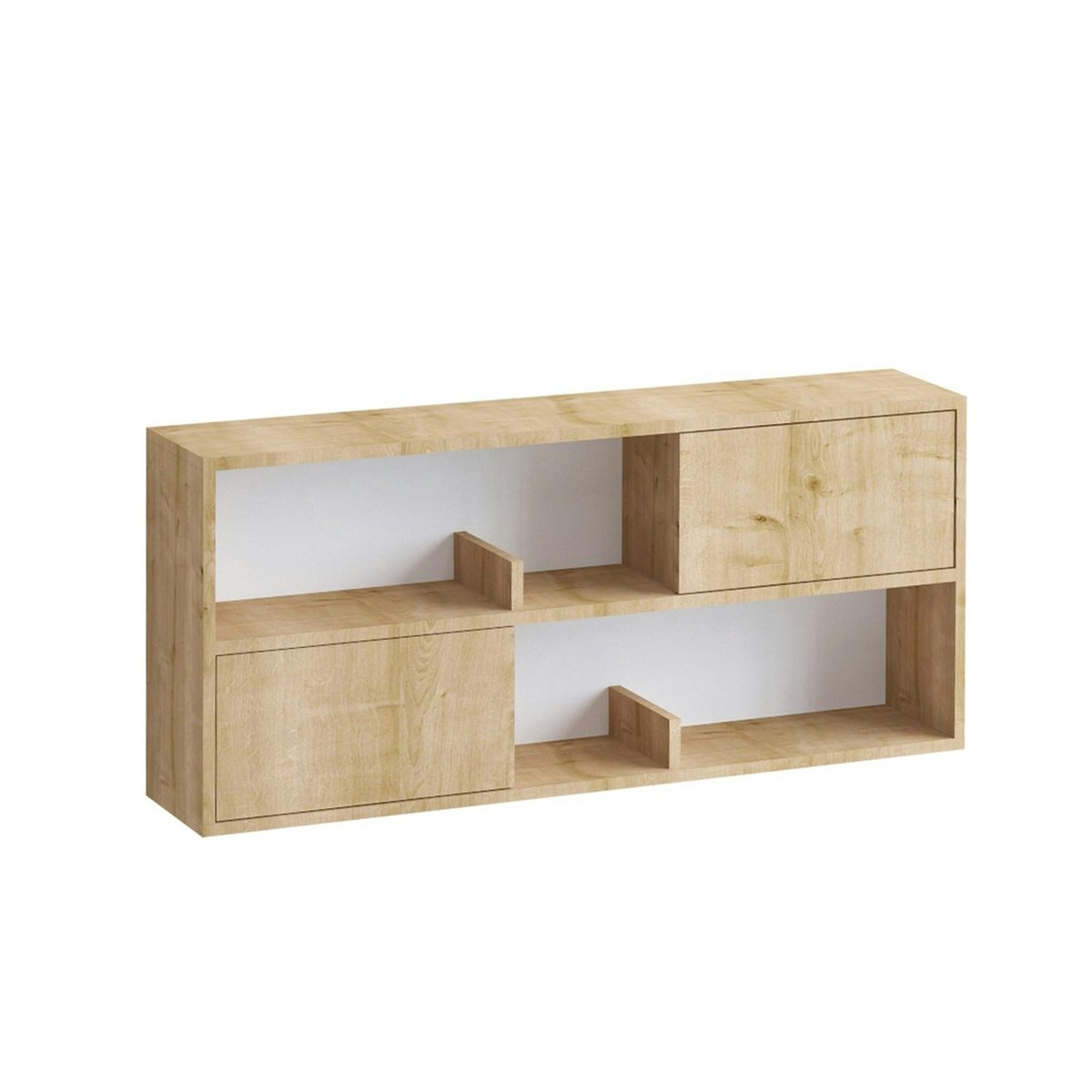 Rangement mural suspendu effet chêne, avec niches MARFA bois naturel, PIER IMPORT