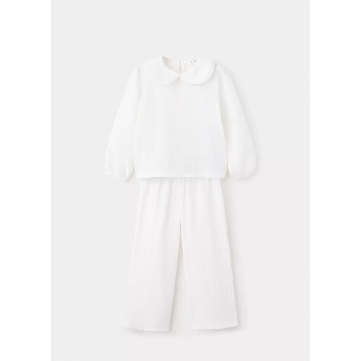 Pyjama complet en coton texturé blanc cassé, MANGO BABY