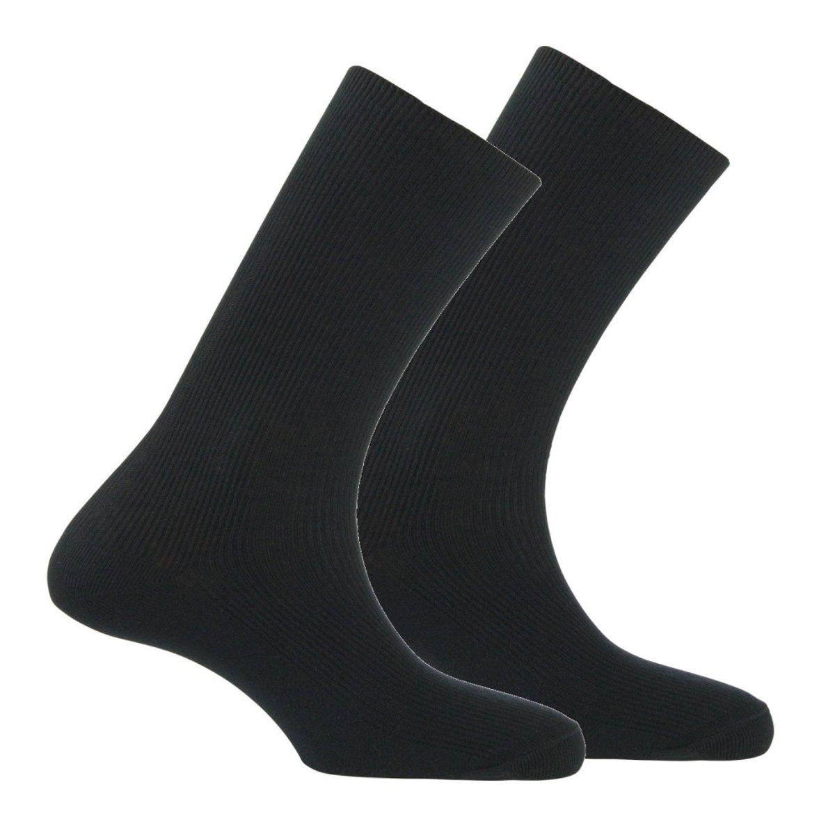 Lot de 2 paires de mi-chaussettes non-comprimantes en coton noir/noir, KINDY
