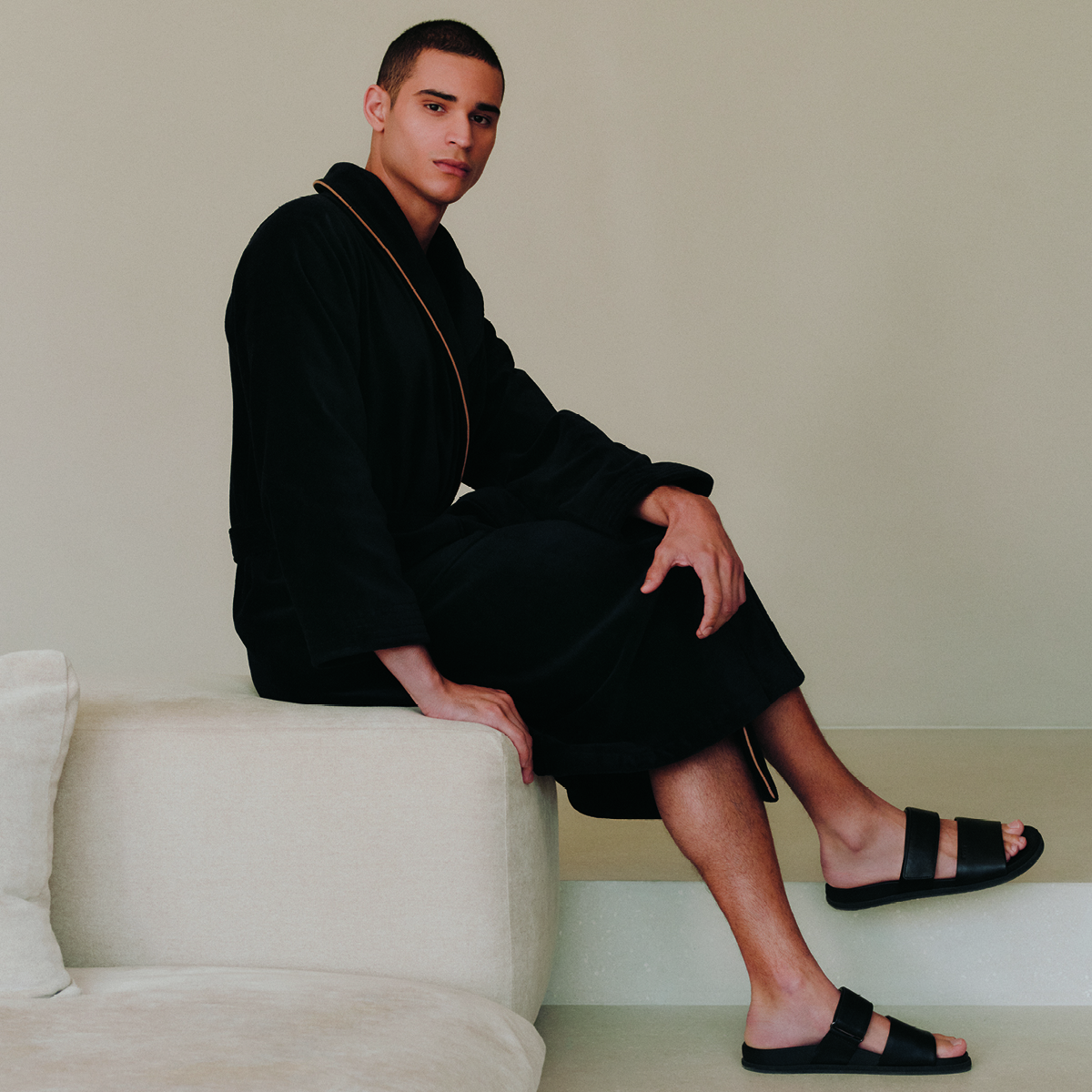 Peignoir long en velours,TIAGO black, BOSS HOME