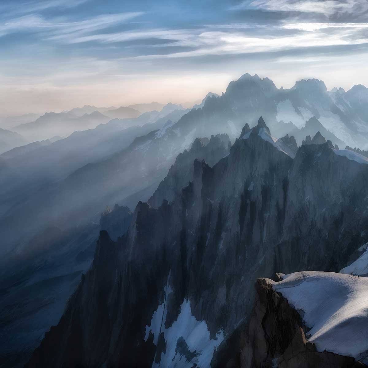 Tableau Un matin à l'Aiguille du Midi tableau alu dibond, HEXOA