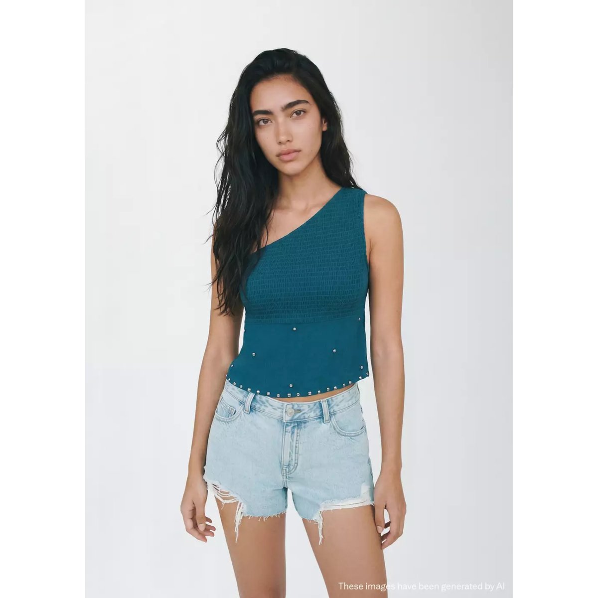 Short détail effiloché bleu clair, MANGO TEEN
