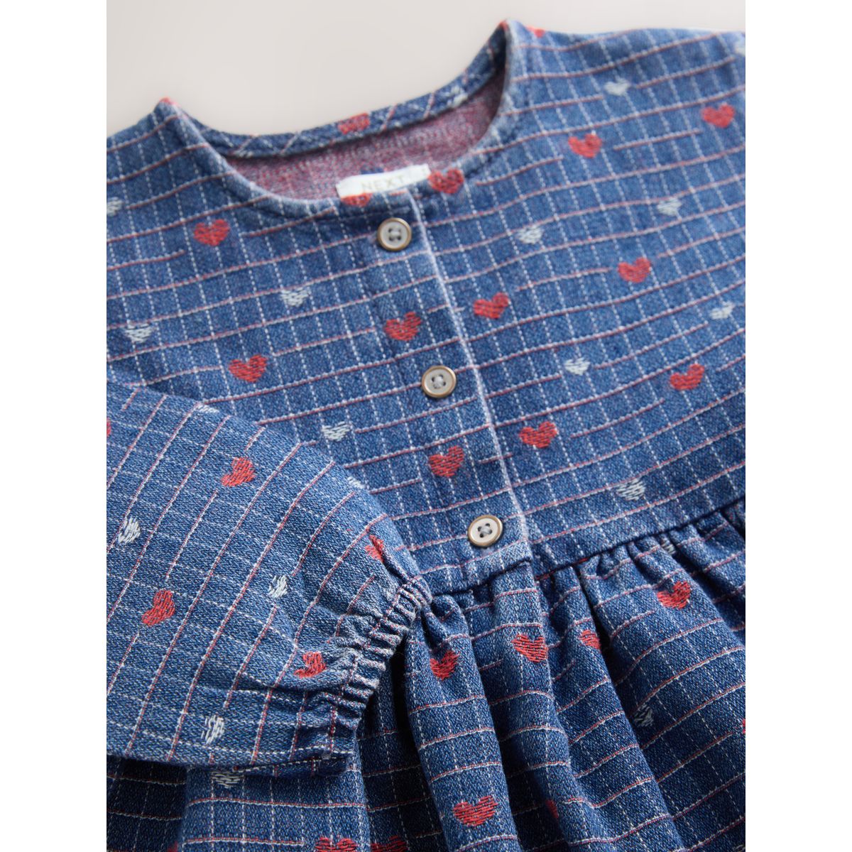 Robe en denim manches longues avec cœur jena bleu, NEXT